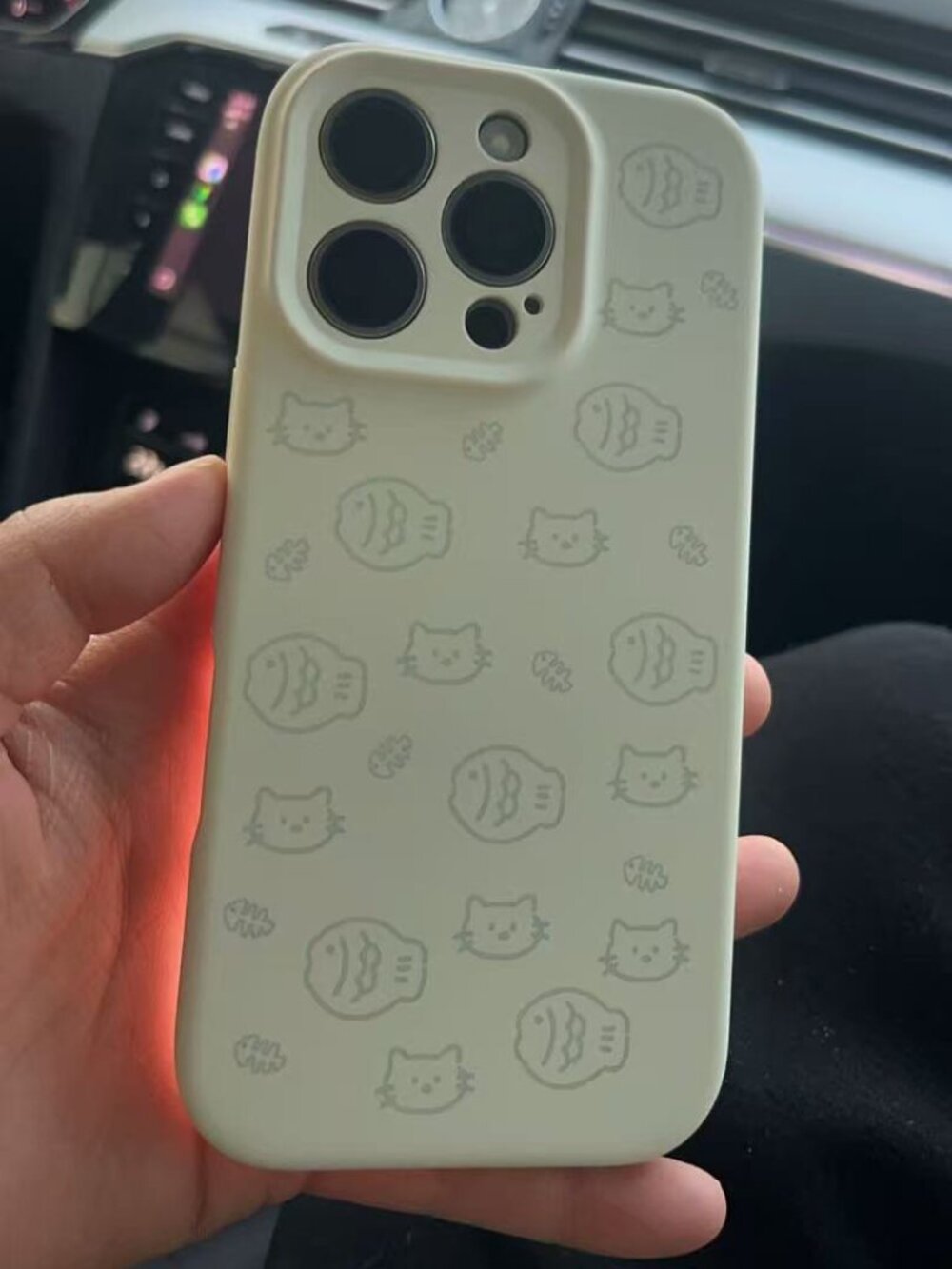 Cute Cat & Fish Print Silicone Phone Case